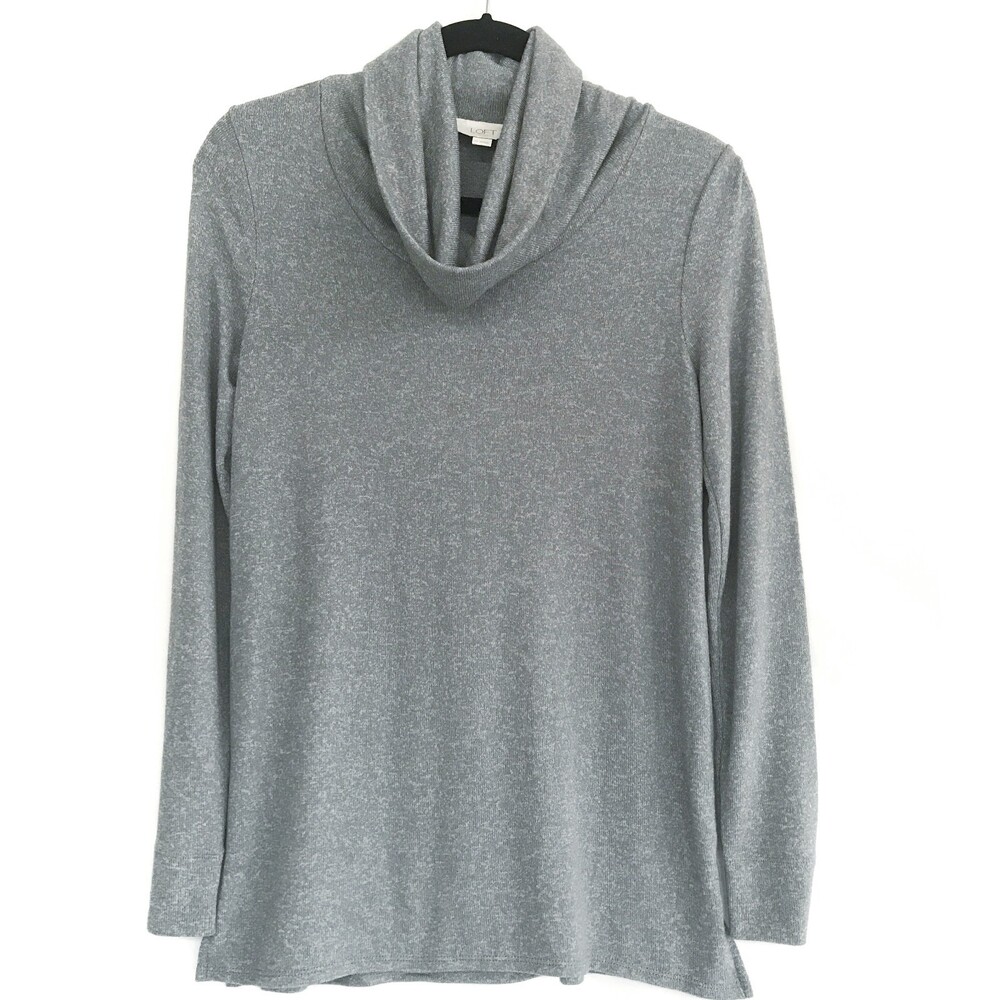 LOFT XS Heather Gray Cowl Neck Long Sleeve Oversized Sweater Soft Stretch Top